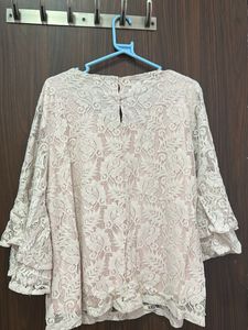 Lace Detail Top with Bell Sleeves