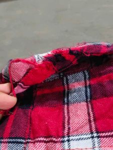 Red Plaid Button-Up Shirt