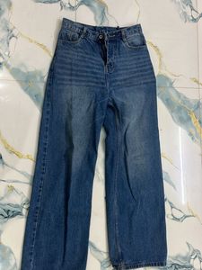 Classic Blue Denim Wide Leg Jeans