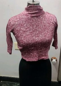 Burgundy Knit Turtleneck Top