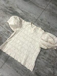 Chic White Eyelet Top