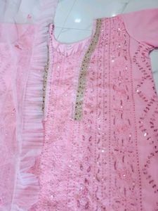 Elegant Pink Sequined Kurta Set
