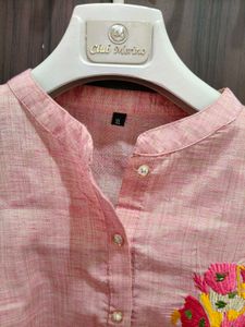 Elegant Pink Embroidered short Kurta