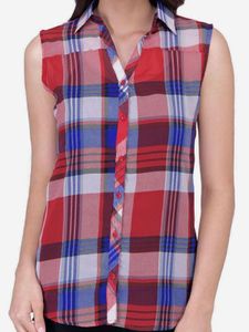 Trendif | Sleeveless Plaid Shirt