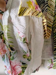 Tropical Floral Print Button-Up Dress