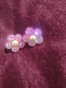 cute pink flower studs