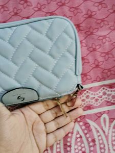 227.Light Blue Quilted Crossbody Bag