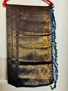 New Elegant Blue &amp; Teal Silk Saree