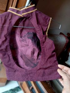 Elegant Purple Blouse with Gold Embellishments