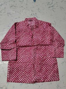 Pink Striped Kurti Top