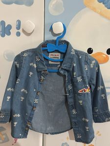 Kids Denim Shirt with Racing Theme