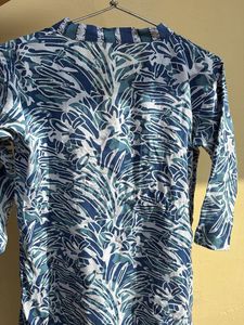Blue &amp; White Print Top