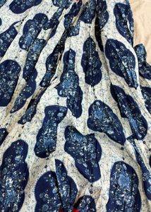 Blue &amp; White Floral Print Skirt