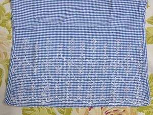 Blue Gingham Checks Embroidered Top