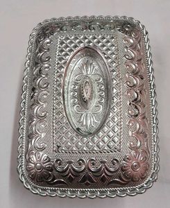 Ornate Silver-Tone Decorative  shinning Tray