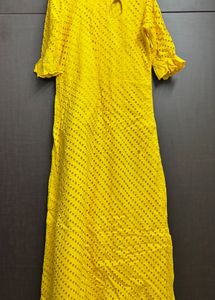 Vibrant Yellow Chikankari Gown