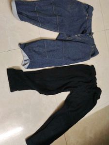 Girls Jeans & Black Leggings set