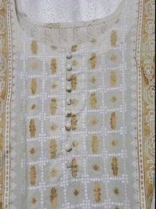 Elegant Off-White &amp; Gold Kurta Set