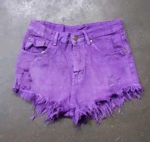 Purple Denim Shorts pant
