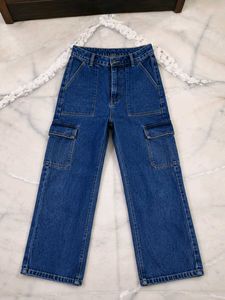 Stylish Blue Denim Cargo Jeans