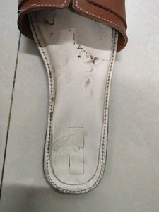 Brown &amp; White Flat Sandals
