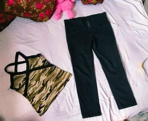 Camo Halter Tank Top With Beautiful Jeans