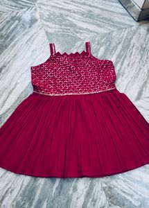 Magenta Peplum Kurti with Embellished Bodice