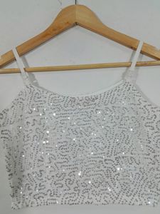 Studiorasa White Sequenced Netted Top (Women)