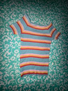 Striped Off-Shoulder Knit Top