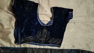 Elegant Beige &amp; Blue Embellished Saree