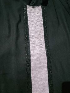Elegant Black Abaya with Embellished Panel