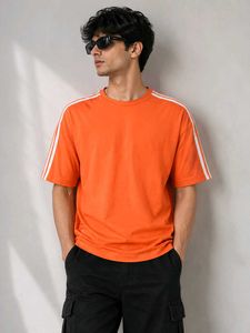 Orange T-Shirt with White Stripes