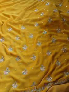 Embroidered Yellow Saree