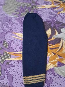 Dark Blue woollen pants with design on ankle
