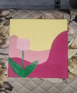 Handmade Tulip Landscape Painting On Canvas