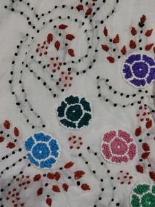 White Kurta Set with Floral Embroidery