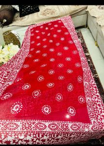 Red &amp; White Floral Kurta Set with Dupatta