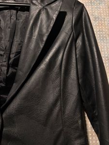 Black Faux Leather Blazer