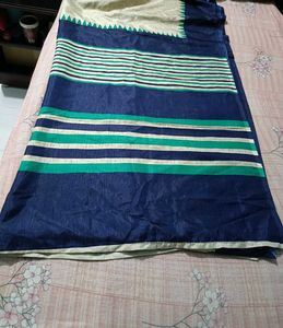 Stylish Navy Blue Saree with Stripes