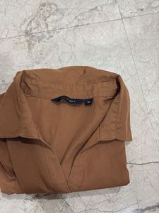 Classic Brown V-Neck Top