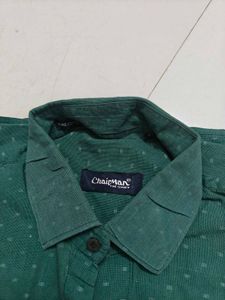 Men's Green Dotted Casual Shirt