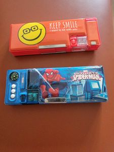 Two Spiderman &amp; "Keep Smile" Pencil Boxes