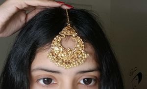 Elegant Gold-Tone Earrings &amp; Maang Tikka Set
