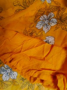 Mustard Yellow Floral Print A-Line Ski