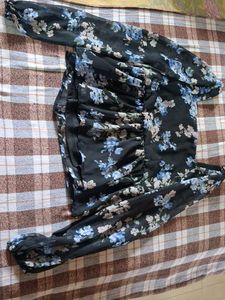 Sheer Floral Puff Sleeve Top