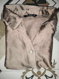 Satin Button-Up Shirt