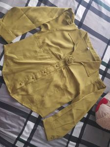 Elegant Satin Blouse - Mustard &amp; Burgundy
