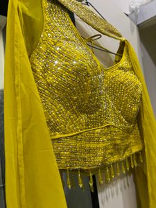 Yellow handworked sharara dress with Dupatta