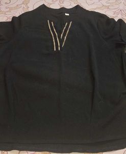 Black Blouse with Embellished Detail