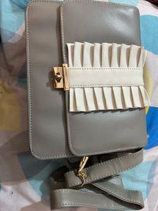 Chic Grey Pleated Crossbody Bag